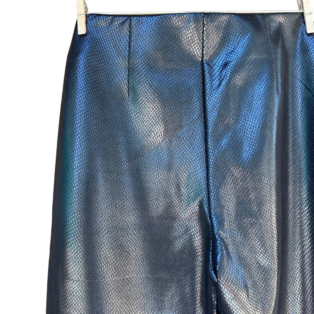 Zara Black Faux Snake Skin Vegan Leather Skinny Pants Size M - Picture 11 of 11
